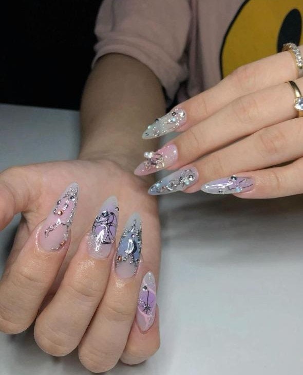 12 Zodiac Signs Nails, Animal Circle Design Nails, Pastel Color Nails, Fake Nails, Summer Nails, Winter Nails F653