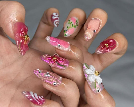 Sculpted Orchid Arcylic Nails