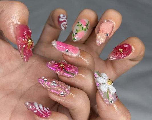 Sculpted Orchid Arcylic Nails
